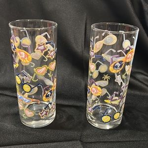 2 vintage Home Essentials ice tea/ Highball sunglasses (ocean crazy) glasses